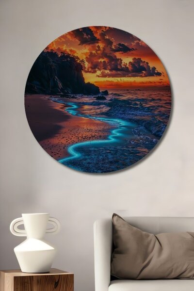 Teona Ahşap Στρογγυλό Μαγικό Φως του Φεγγαριού, Θέα στην Παραλία, Διακοσμητικ...