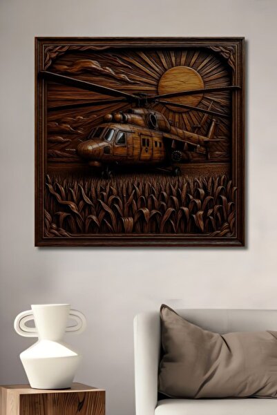 Teona Ahşap Ελικόπτερο Ηλιοβασίλεμα Ξύλινο Διακοσμητικό Τραπέζι για Σπίτι, Εί...