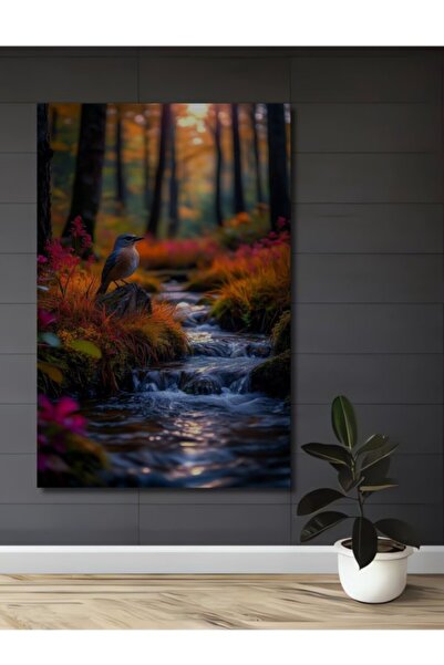 Teona Ahşap Φθινοπωρινό Δάσος με Πουλιά και Θέα, Ξύλινο Διακοσμητικό Τραπέζι ...