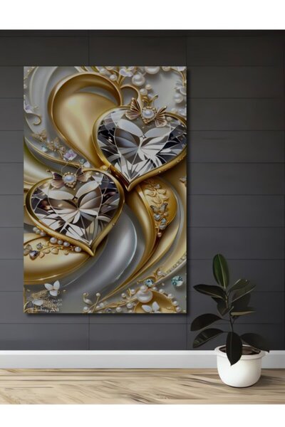 Teona Ahşap Χρυσές Λαμπερές Διαμαντένιες Καρδιές Ξύλινο Διακοσμητικό Τραπέζι ...