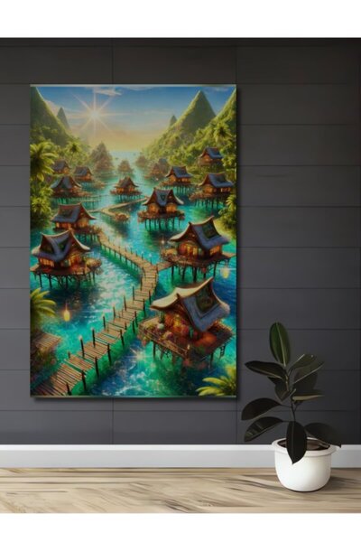 Teona Ahşap Τροπικά Σπίτια Νησιών Ξύλινο Διακοσμητικό Τραπέζι για Σπίτι, Είσο...