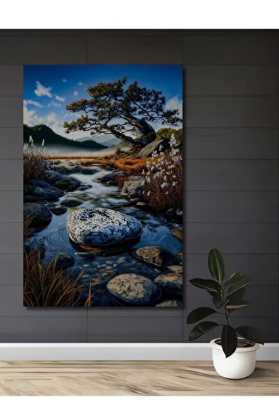 Teona Ahşap Φυσικό Τοπίο, Ξύλινο Διακοσμητικό Τραπέζι με Εμφάνιση Ακουαρέλας,...