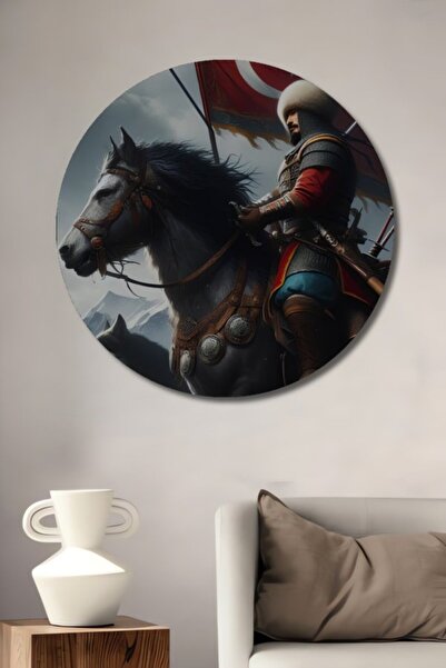 Teona Ahşap Στρογγυλό Ξύλινο Διακοσμητικό Πίνακα με Ελαιογραφία με θέμα τον Μ...