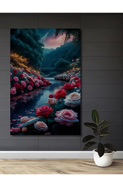 Teona Ahşap Μυστηριώδης Ξύλινη Διακοσμητική Ζωγραφική με Εφέ Ελαιογραφίας Ποτ...