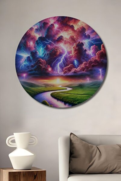Teona Ahşap Διακοσμητικός πίνακας από καμβά και ξύλο με θέμα το Round Sky Sto...