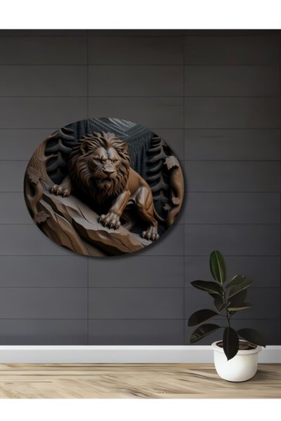 Teona Ahşap Σκαλιστό ξύλινο διακοσμητικό τραπέζι με σκηνικό ορεινού δάσους με...