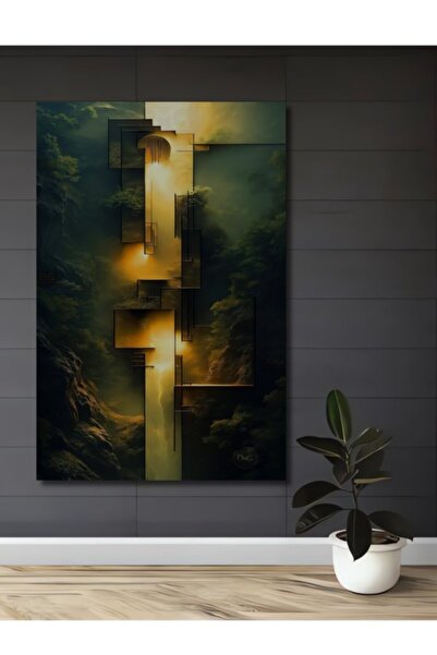 Teona Ahşap Χρυσό Φως Μοντέρνα Αφηρημένη Τέχνη Ξύλινο Διακοσμητικό Πίνακας γι...