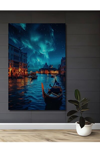 Teona Ahşap Μοντέρνα Ξύλινη Διακοσμητική Ζωγραφική με θέμα τις Νυχτερινές Βεν...