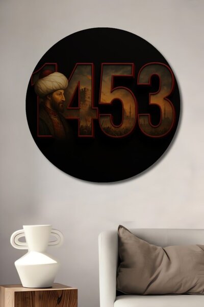 Teona Ahşap Στρογγυλό Ξύλινο Διακοσμητικό Τραπέζι Fatih Sultan Mehmet 1453 Fe...