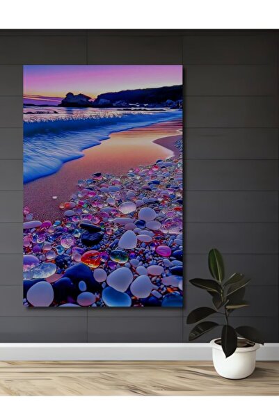 Teona Ahşap Διακοσμητικό Ξύλινο Τραπέζι με Πολύχρωμες Πέτρες και Θέα στην Ακτ...