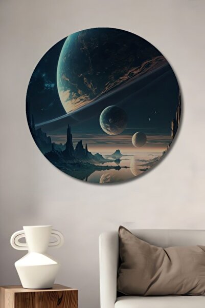 Teona Ahşap Στρογγυλό Ξύλινο Διακοσμητικό Πίνακα Ψηφιακής Τέχνης με Θέμα το Σ...