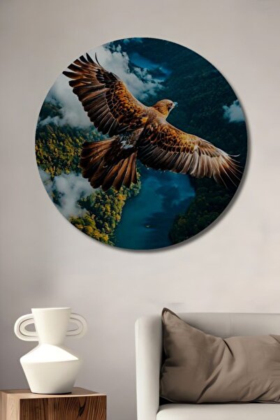 Teona Ahşap Στρογγυλά Ξύλινα Διακοσμητικά Πίνακες με Φτερά Αετού για Σπίτι, Ε...