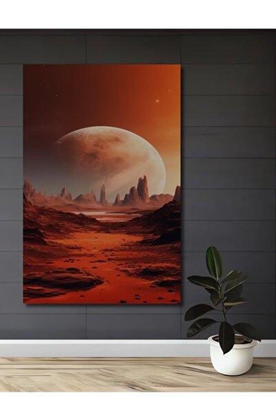 Teona Ahşap Κόκκινος Πλανήτης Σκηνικό Ψηφιακής Τέχνης Ξύλινο Διακοσμητικό Τρα...