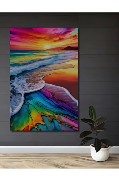 Teona Ahşap Διακοσμητικός ξύλινος πίνακας με ελαιογραφία σε στυλ Rainbow Coas...