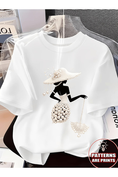 gencerco Κομψό γυναικείο μπλουζάκι με στάμπα, premium, oversized, με λεπτομέρ...