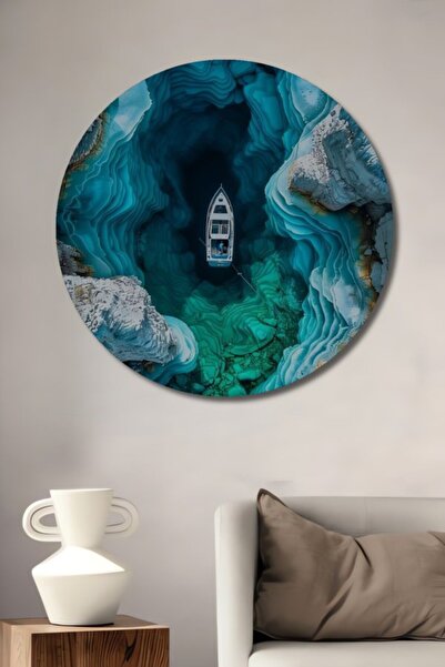 Teona Ahşap Στρογγυλό Ξύλινο Διακοσμητικό Πίνακα με Ελαιογραφία με θέμα την Τ...