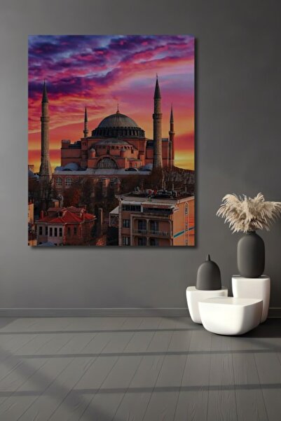 Teona Ahşap Ξύλινο διακοσμητικό τραπέζι με ελαιογραφία Αγίας Σοφίας σε στυλ η...