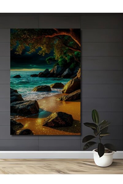 Teona Ahşap Θέα στην άκρη της θάλασσας, ακουαρέλα, ξύλινο διακοσμητικό τραπέζ...