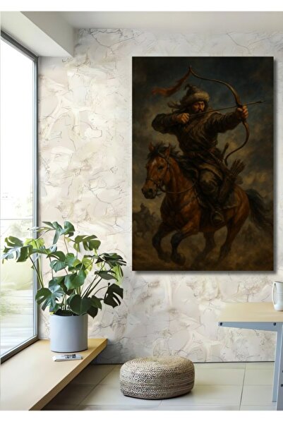Teona Ahşap Ξύλινος διακοσμητικός πίνακας με ελαιογραφία με θέμα Πολεμιστή Το...