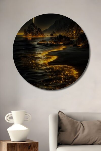 Teona Ahşap Στρογγυλό Ξύλινο Διακοσμητικό Πίνακα Μοντέρνας Τέχνης με θέμα την...