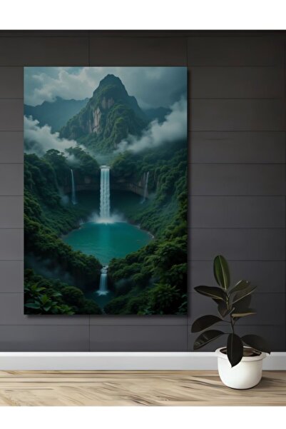 Teona Ahşap Συναρπαστικό Τοπίο Καταρράκτη με Ελαιογραφία, Ξύλινο Διακοσμητικό...