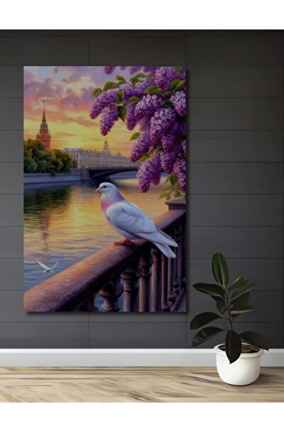 Teona Ahşap Ξύλινο διακοσμητικό τραπέζι με ελαιογραφία που απεικονίζει το Πύρ...