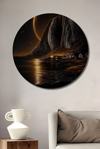 Teona Ahşap Στρογγυλό Μυστηριώδες Τοπίο με Φως του Φεγγαριού, Διακοσμητικό Ξύ...