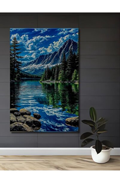 Teona Ahşap Μεγαλοπρεπές ορεινό τοπίο με ακουαρέλα και ξύλινη διακοσμητική επ...