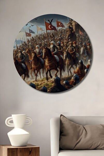 Teona Ahşap Στρογγυλό Ξύλινο Διακοσμητικό Πίνακα με Ελαιογραφία Αναδεικτικής ...