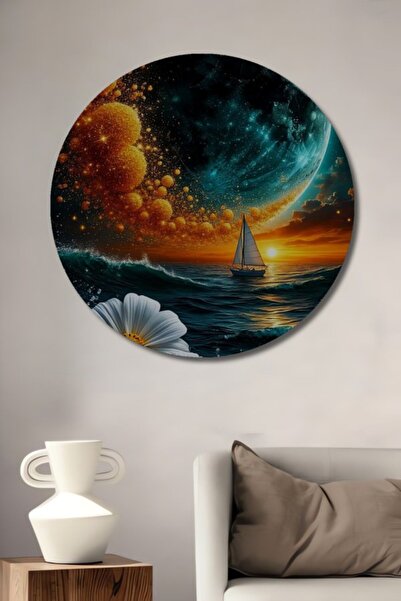 Teona Ahşap Στρογγυλό Ξύλινο Διακοσμητικό Τραπέζι με θέμα το Μυστηριώδες Διασ...