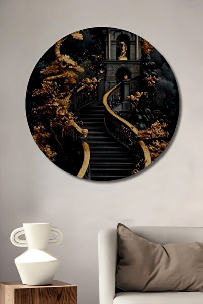 Teona Ahşap Στρογγυλές χρυσές φύλλα, μυστηριώδεις σκάλες, ξύλινο διακοσμητικό...