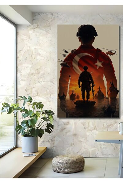 Teona Ahşap Ξύλινο Διακοσμητικό Τραπέζι με Σιλουέτα Τουρκικού Στρατιωτικού Ήρ...