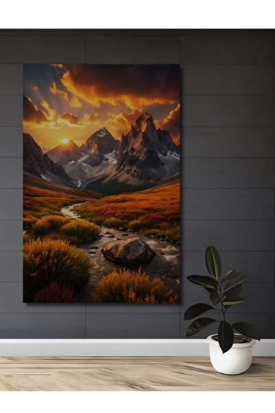 Teona Ahşap Πανέμορφο ξύλινο διακοσμητικό τραπέζι με σκηνικό βουνού στο ηλιοβ...