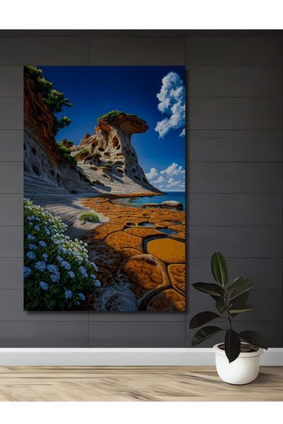 Teona Ahşap Φυσικό Θαύμα Βράχια με Υδατογραφία Ξύλινο Διακοσμητικό Τραπέζι γι...