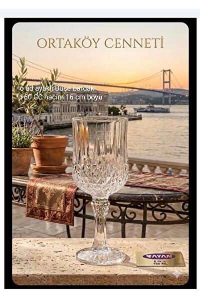 ORTAKÖYCENNETİ Audrey Buse 6 Lı Uzun Boy Şarap Kadehi Seti 160 cc hacim 16 cm...