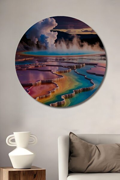 Teona Ahşap Στρογγυλό Ξύλινο Διακοσμητικό Πίνακα με Εφέ Ελαιογραφίας με Θέμα ...