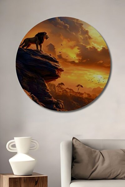 Teona Ahşap Στρογγυλό Ξύλινο Διακοσμητικό Τραπέζι με Ελαιογραφία με θέμα τον ...