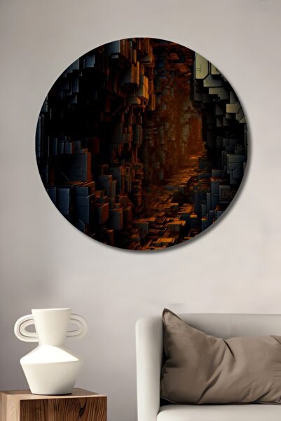 Teona Ahşap Στρογγυλό Φουτουριστικό Γεωμετρικό Ξύλινο Διακοσμητικό Τραπέζι Τέ...