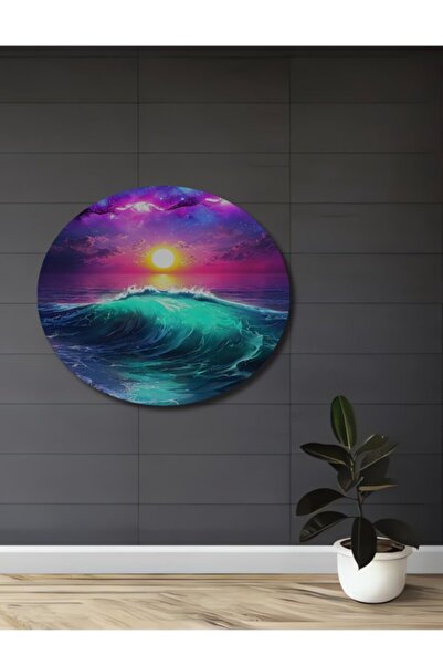 Teona Ahşap Γαλαξιακό κύμα και ηλιοβασίλεμα, ξύλινο διακοσμητικό τραπέζι με ε...