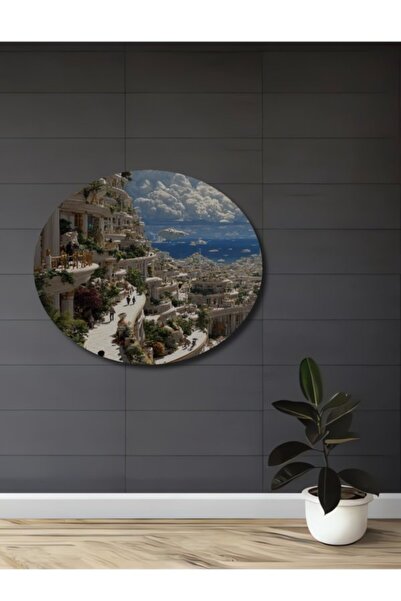 Teona Ahşap Φουτουριστικό Αστικό Τοπίο, Ξύλινο Διακοσμητικό Τραπέζι με Ελαιογ...