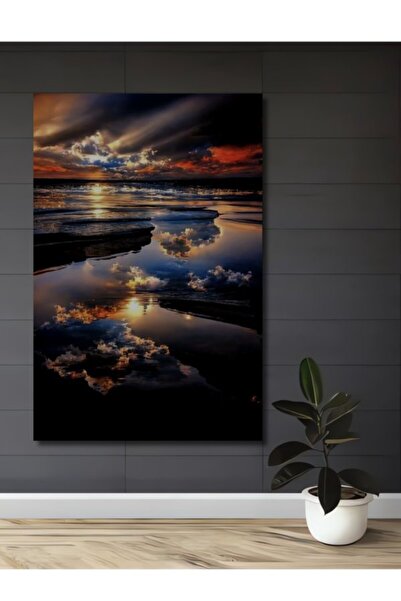 Teona Ahşap Μεγαλοπρεπές ηλιοβασίλεμα, θαλασσογραφία, ελαιογραφία, ξύλινο δια...