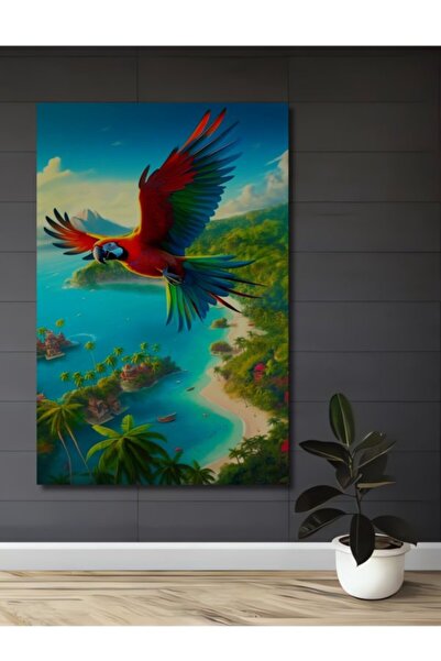 Teona Ahşap Ονειρικός Τροπικός Παράδεισος με Παπαγάλο και Θέα, Ξύλινο Διακοσμ...