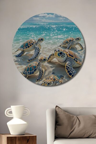 Teona Ahşap Στρογγυλό Μαγικό Σκηνικό Θαλάσσης με Θαλάσσιες Χελώνες, Διακοσμητ...