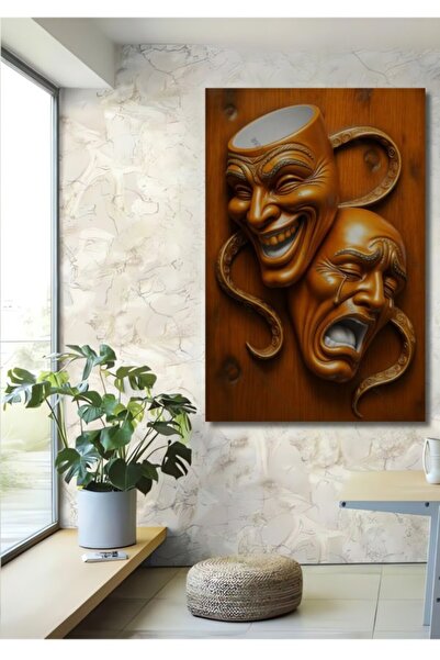 Teona Ahşap Θεατρικές Μάσκες Ξύλινες Διακοσμητικές Μάσκες για Σπίτι, Είσοδο, ...