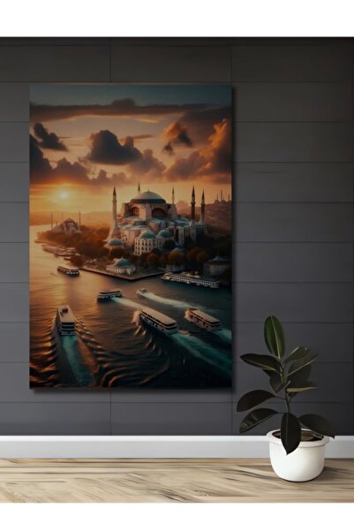 Teona Ahşap Διακοσμητικός ξύλινος πίνακας με ελαιογραφία σιλουέτας Ιστορικής ...