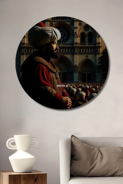 Teona Ahşap Στρογγυλός διακοσμητικός ξύλινος πίνακας με ελαιογραφία σε στυλ Ν...