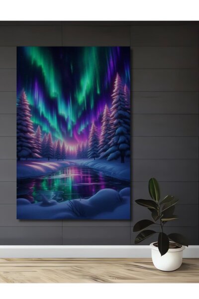 Teona Ahşap Νορθερν Λάιντς Σκηνικό Ακουαρέλας Ξύλινο Διακοσμητικό Τραπέζι με ...