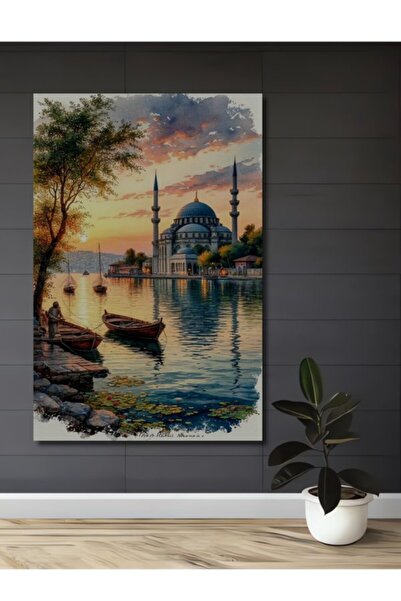 Teona Ahşap Ξύλινο διακοσμητικό τραπέζι με εμφάνιση ακουαρέλας του Κόλπου της...