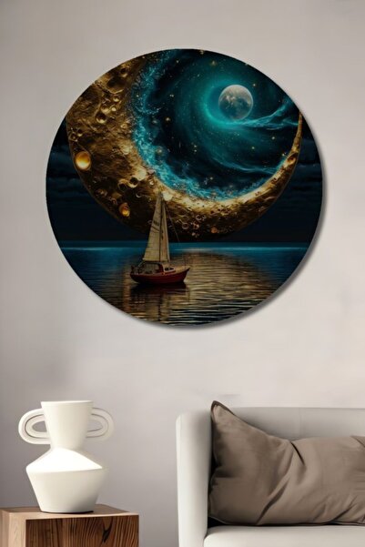 Teona Ahşap Στρογγυλό Ξύλινο Διακοσμητικό Πίνακα Ζωγραφικής με Ψηφιακή Τέχνη ...