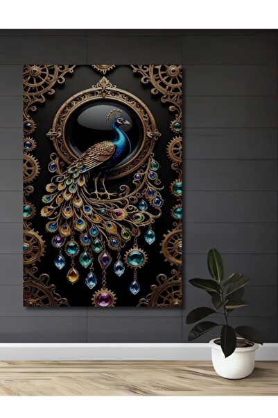 Teona Ahşap Μεγαλοπρεπές διακοσμητικός πίνακας από μηχανικό χρυσό ξύλο Peacoc...
